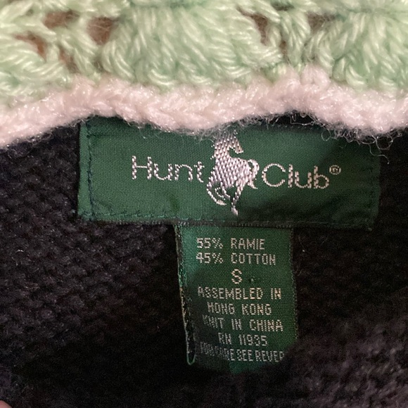 vintage 90s Hunt Club black floral heavy knit sweater - Picture 2 of 9